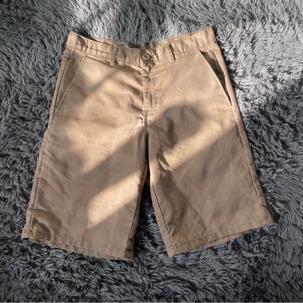 Dickies Tan Glen Check Plaid Flat Front Shorts Classic Design
